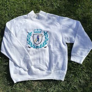 Vintage Jantzen Golf Sweatshirt Mens Medium White Embroidered